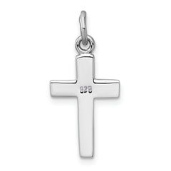 Sterling Silver Rhodium-plated Enameled Polished Heart Cross Pendant