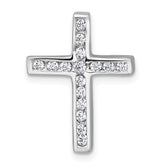 Sterling Silver Rhodium-plated Polished CZ Latin Cross Chain Slide Pendant
