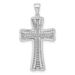 Sterling Silver Rhodium-plated Polished CZ Cross Pendant