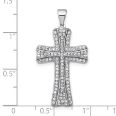 Sterling Silver Rhodium-plated Polished CZ Cross Pendant