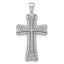 Sterling Silver Rhodium-plated Polished CZ Cross Pendant