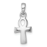 Sterling Silver Rhodium-plated Polished Small Ankh Cross Pendant