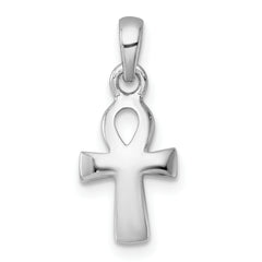 Sterling Silver Rhodium-plated Polished Small Ankh Cross Pendant