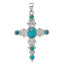 Fancy Cross Pendant in Sterling Silver with Turquoise Cabochons, 49mm - Sophia Jewelers