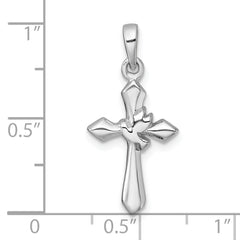 Sterling Silver Rhodium-plated Polished Cross With Dove Pendant