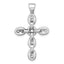 Sterling Silver Rhodium-plated Polished Puffed Mariner/Anchor Link Cross Pendant