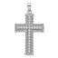 Sterling Silver Rhodium-plated CZ Polished and Textured Cross Pendant