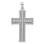 Cross Pendant in Sterling Silver with Cubic Zirconia, 37mm Textured - Sophia Jewelers