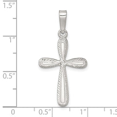 Sterling Silver Polished and Diamond-cut Cross Pendant