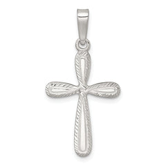 Sterling Silver Polished and Diamond-cut Cross Pendant