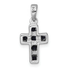 Sterling Silver Rhodium-plated Polished Onyx Latin Cross Pendant