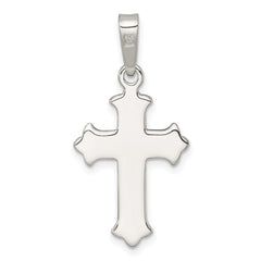 Sterling Silver Polished and Textured Fleur de Lis Cross Pendant