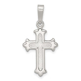 Sterling Silver Polished and Textured Fleur de Lis Cross Pendant