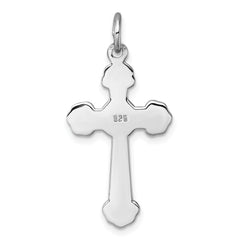 Sterling Silver Rhodium-plated Polished Fancy Budded Cross Pendant