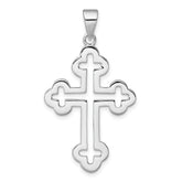 Sterling Silver Rhodium-plated Polished Cutout Budded Cross Pendant