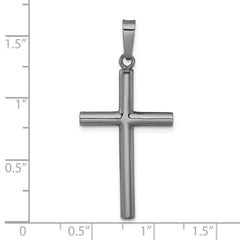 Sterling Silver Ruthenium-plated Polished Hollow Latin Cross Pendant