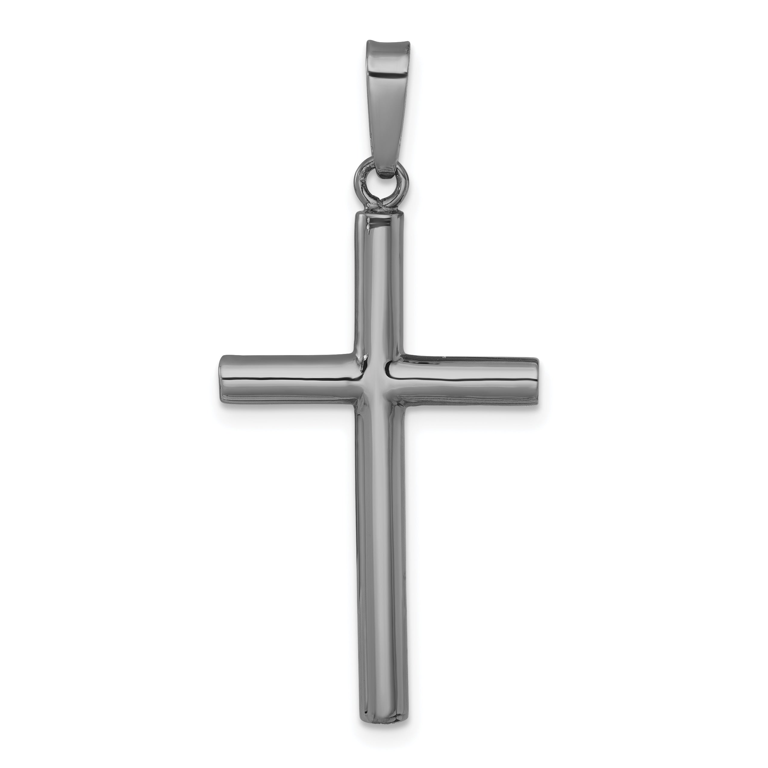 Sterling Silver Ruthenium-plated Polished Hollow Latin Cross Pendant