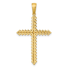 Sterling Silver Gold-Tone Polished Pave CZ Latin Cross Pendant