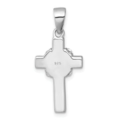 sterling Silver Rhodium-plated Black And White Crystal -X- Cross Pendant
