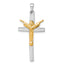 Sterling Silver Rhodium-plated Gold-tone Crucifix with Raised Arms Pendant