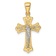 Sterling Silver Gold-tone and Rhodium-plated Polished Crucifix Cross Pendant