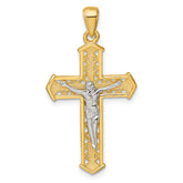 Sterling Silver Gold-tone and Rhodium-plated Polished Crucifix Cross Pendant