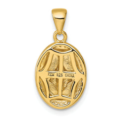 Sterling Silver Gold-tone and Rhodium-plated Polished Miraculous Medal Pendant