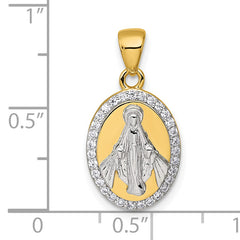 Sterling Silver Gold-tone and Rhodium-plated Polished Miraculous Medal Pendant