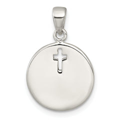 Sterling Silver Polished Black Enamel EVERY DAY IS A GIFT FROM GOD Cut Out Cross Disc Pendant