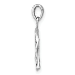 Sterling Silver Rhodium-plated Polished Reversible Gemini Twins in Circle Zodiac Pendant