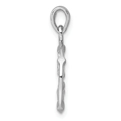 Sterling Silver Rhodium-plated Polished Reversible Libra Scales in Circle Zodiac Pendant