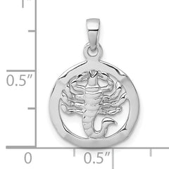 Sterling Silver Rhodium-plated Polished Reversible Scorpio in Circle Zodiac Pendant