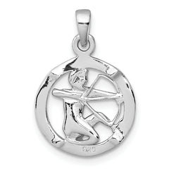 Sterling Silver Rhodium-plated Polished Reversible Sagittarius in Circle Zodiac Pendant