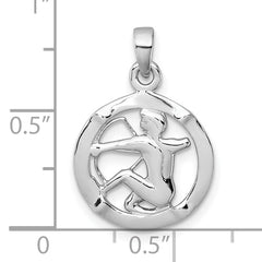 Sterling Silver Rhodium-plated Polished Reversible Sagittarius in Circle Zodiac Pendant