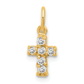 Sterling Silver Gold-tone CZ Cross Charm