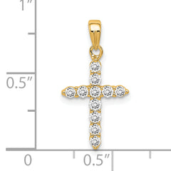 Sterling Silver Gold-tone CZ Cross Pendant