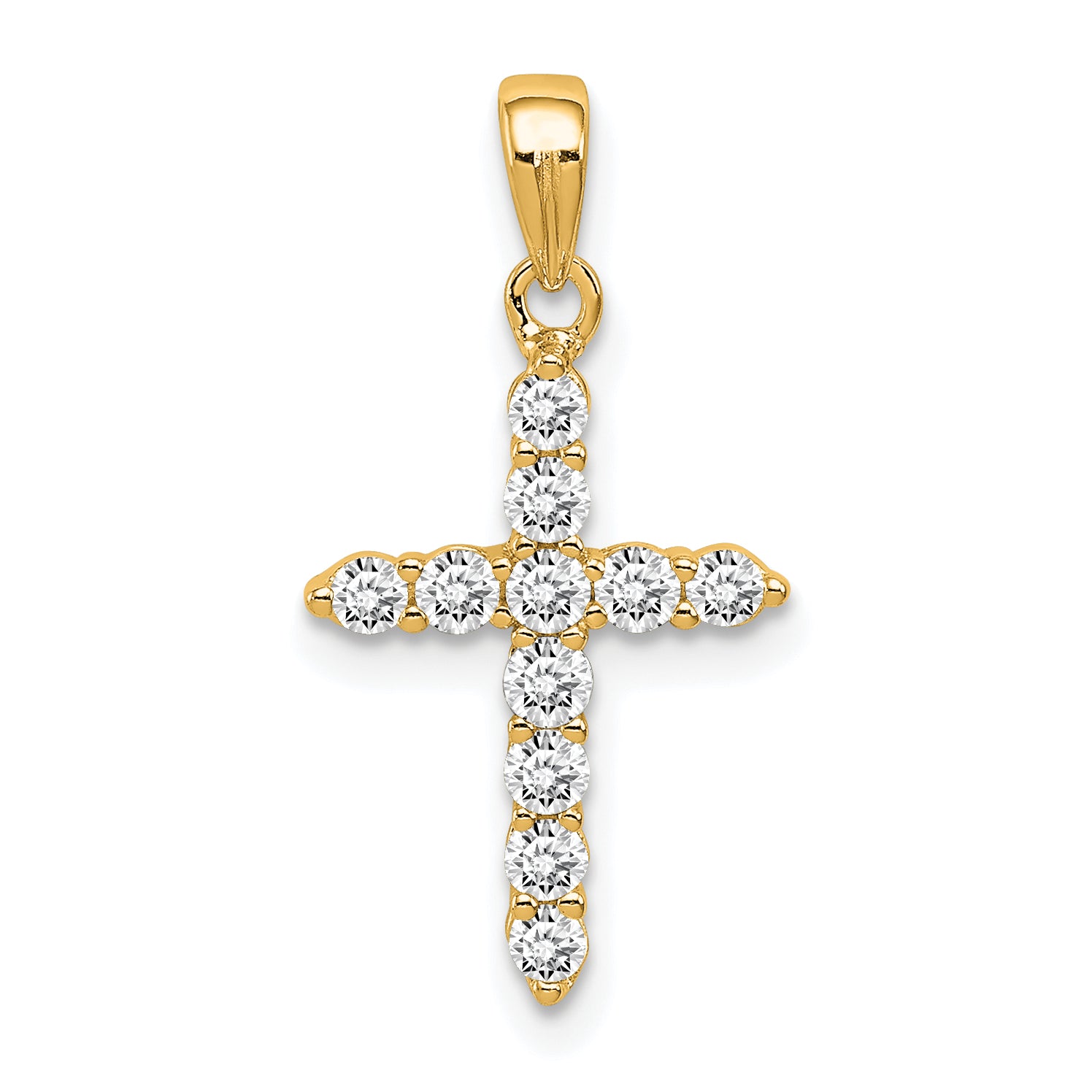 Sterling Silver Gold-tone CZ Cross Pendant
