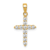 Sterling Silver Gold-tone CZ Cross Pendant