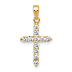 Sterling Silver Gold-tone CZ Cross Pendant