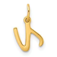 Sterling Silver Gold-tone Polished Letter N Initial Charm