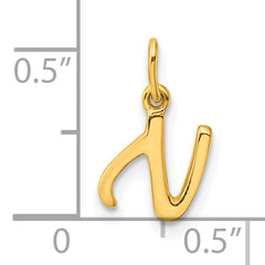 Sterling Silver Gold-tone Polished Letter N Initial Charm
