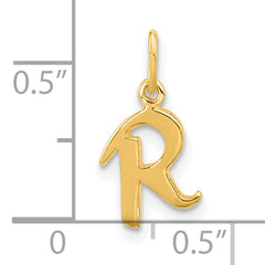 Sterling Silver Gold-tone Polished Letter R Initial Charm