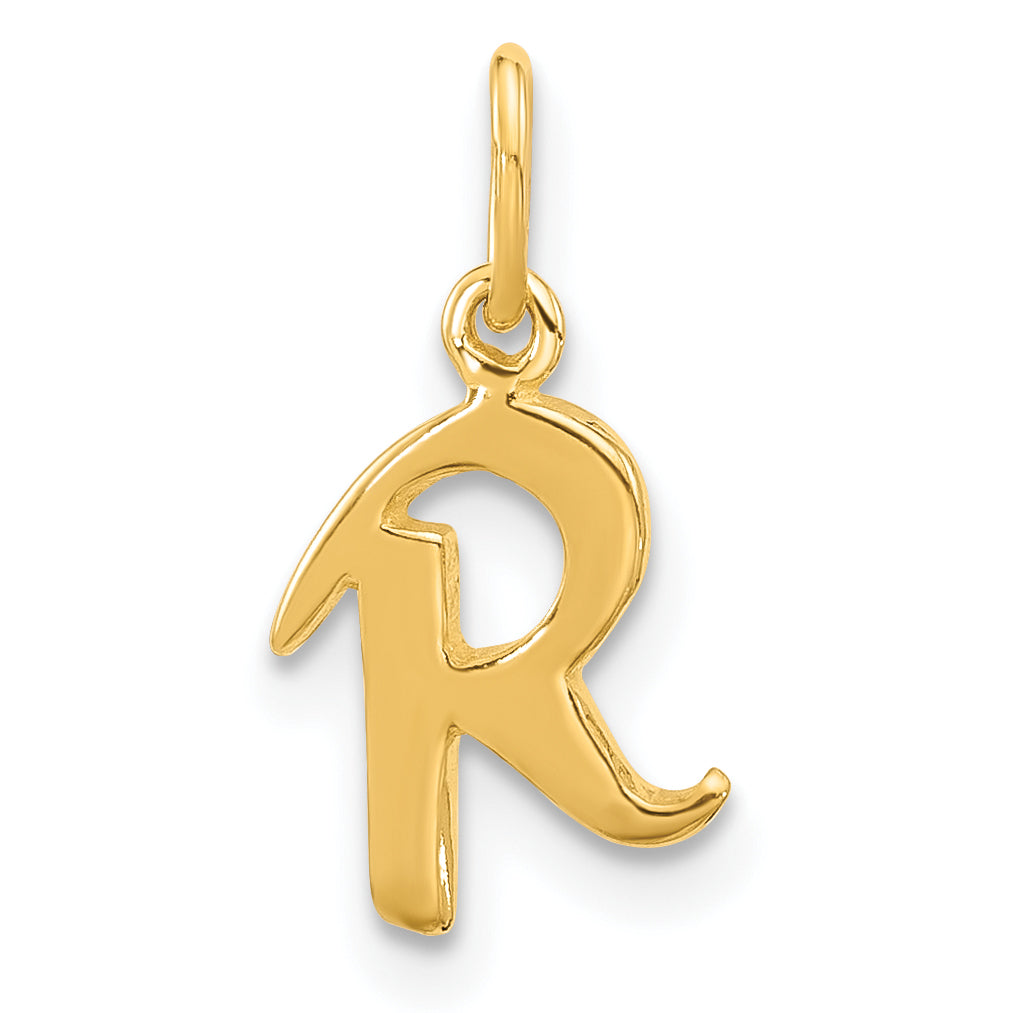Sterling Silver Gold-tone Polished Letter R Initial Charm