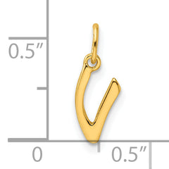 Sterling Silver Gold-tone Polished Letter V Initial Charm
