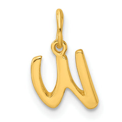Sterling Silver Gold-tone Polished Letter W Initial Charm