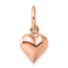 Sterling Silver Rose-tone Polished Puffed Heart Pendant