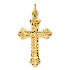 Sterling Silver Gold-tone Polished and D/C Cross Pendant