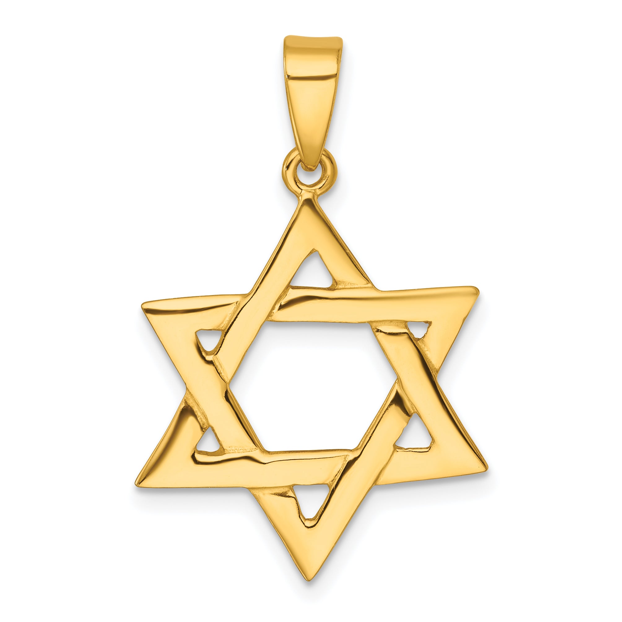 Sterling Silver Gold-tone Polished Star Of David Pendant