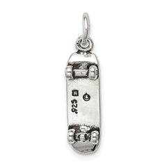 Sterling Silver Antiqued Skateboard Charm