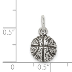 Sterling Silver Antiqued Basketball Charm